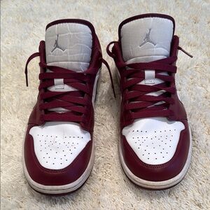 Air Jordan Maroon and White Sneakers - Men’s US size 12